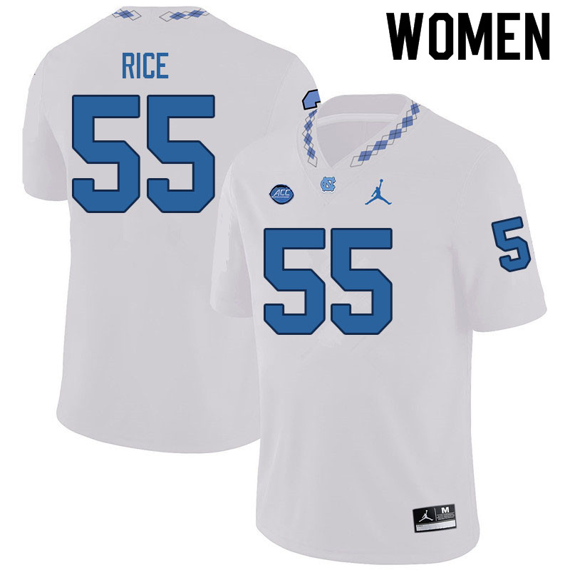 Women #55 Zach Rice North Carolina Tar Heels College Football Jerseys Sale-White